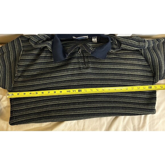 vintage 1980s Express 1/4 zip ribbed 100% cotton striped shirt mens Large soft! - Picture 5 of 6